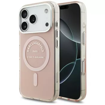 Karl Lagerfeld IML Karl RSG Logo pouzdro MagSafe pro iPhone 17 Pro, růžová