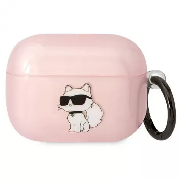 Karl Lagerfeld KLAPHNCHTCP pouzdro na AirPods Pro růžové Ikonik Choupette