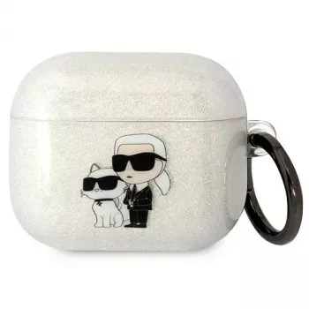 Karl Lagerfeld KLA3HNKCTGT pouzdro AirPods 3 transparentní Glitter Karl & Choupette