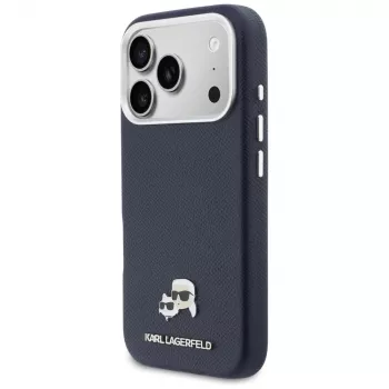 Karl Lagerfeld Karl & Choupette Head Pins Saffiano pouzdro MagSafe pro iPhone 17 Pro Max - modrá