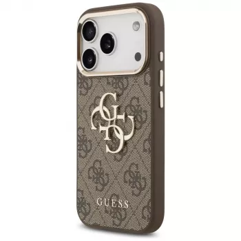 GUESS 4G Big Classic Logo pouzdro pro iPhone 17 Pro / 18 Pro - hnědá & zlatá