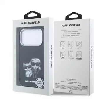 Pouzdro MagSafe Karl Lagerfeld IML Karl & Choupette Bodies Sketch Print pro iPhone 18 Pro / 17 Pro – černé