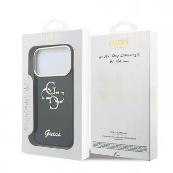 GUESS IML 4G Script Metal pouzdro pro iPhone 18 Pro Max / 17 Pro Max - černá