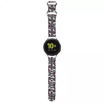 Hello Kitty Universal Silicone Smartwatch Strap HKUWMSDIESK Heads & Stripes Black 20mm