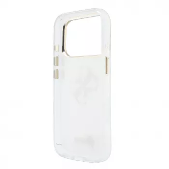 GUESS IML 4G Script Metal MagSafe pouzdro pro iPhone 18 Pro / 17 Pro, bílá