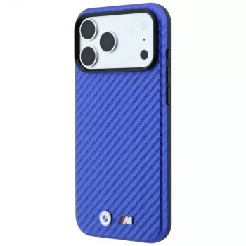 BMW M Carbon Metal Logo MagSafe pouzdro pro iPhone 18 Pro / 17 Pro - modrá