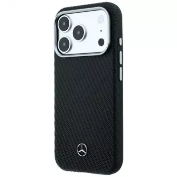 Pouzdro MagSafe Mercedes Leather Semi Wrap Wood Effect pro iPhone 18 Pro Max / 17 Pro Max – černé