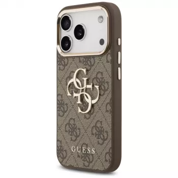 GUESS 4G Big Logo Classic pouzdro na telefon pro iPhone 17 Pro Max / 18 Pro Max - hnědá & zlatá