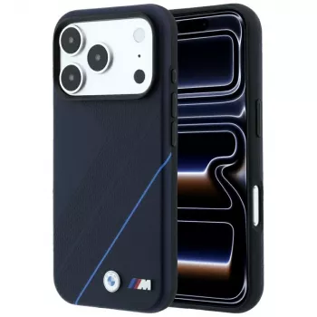 Pouzdro MagSafe BMW M Tire Track Blue Line pro iPhone 18 Pro Max / 17 Pro Max – námořnická modrá