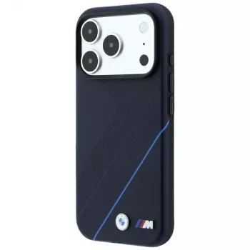 Pouzdro MagSafe BMW M Tire Track Blue Line pro iPhone 18 Pro Max / 17 Pro Max – námořnická modrá