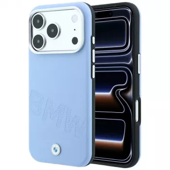 BMW Signature Inclined Deboss Letters MagSafe pouzdro pro iPhone 18 Pro / 17 Pro - modré