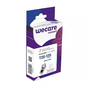 Etiketová páska ARMOR WECARE kompatibilní s Brother TZe-135, bílý tisk na průhledné, 12 mm x 8 m
