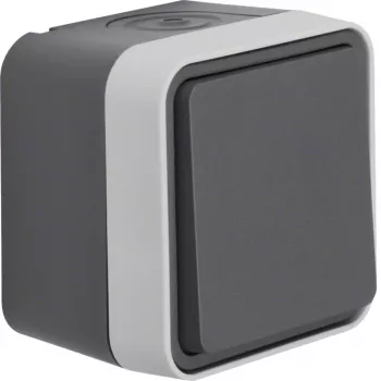 Hager WNC011 nástěnný dvojitý vypínač, série W.1, IP55, šedá