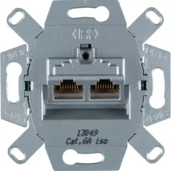 Hager WDF410862 stíněný datový modul Cat.6A RJ45, 2 porty, pod omítku, 10G, bílý