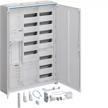 Hager Complete Distribution Cabinet universZ, 1 Metering Point, BKE-I, Surface-Mounted, 3-Field, 1100mm Height, 5-Point Door Hinges, ESA
