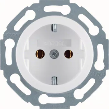 Hager WTS1100WG SCHUKO Socket Outlet, Screwless Terminal, Berker 1930/Glas, Polar White Glossy