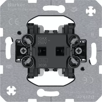 Hager WDE3036 Changeover Switch Insert, Flush-Mounted, 10 AX, 250 V AC, Screw Terminals