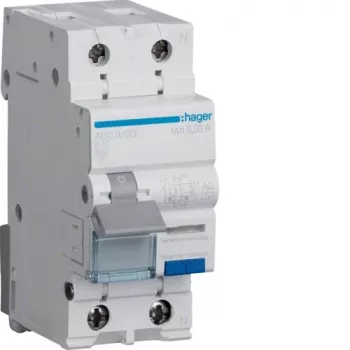 Hager ADC910D RCBO 2P 10A 30mA typ AC proudový chránič s nadproudovou ochranou