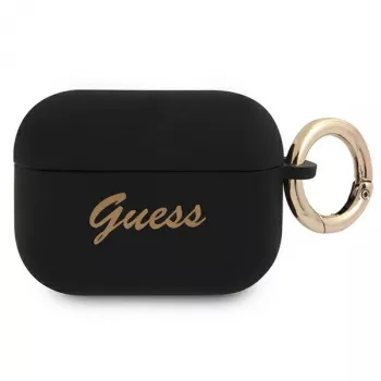 GUESS GUAPSSSK pouzdro na AirPods Pro černá silikon Vintage Script
