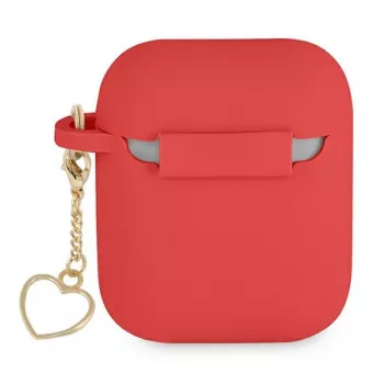 GUESS GUA2LSCHSR pouzdro na AirPods 1/2 červená silikon Charm Heart Collection