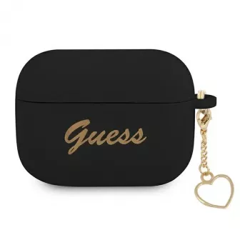 GUESS GUAPLSCHSK pouzdro na AirPods Pro černá silikon Charm Heart Collection