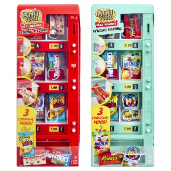 Sada na hraní MGA's Miniverse Vending Machine – Make It Mini Food Diner Series 1, 4 překvapivé kapsle, interaktivní mincovník a výdej, sběratelské miniatury jídla, od 8 let