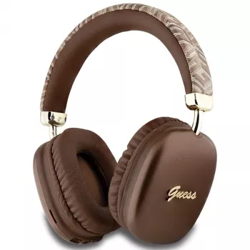 GUESS GUE003639 Gcube Metallic Script Logo bezdrátová on-ear sluchátka hnědá
