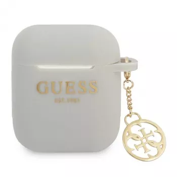 GUESS GUA2LSC4EG pouzdro na AirPods 1/2 šedá silikon Charm 4G Collection