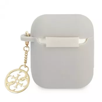 GUESS GUA2LSC4EG pouzdro na AirPods 1/2 šedá silikon Charm 4G Collection