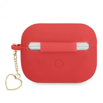 GUESS pouzdro na AirPods Pro červené silikonové Charm Heart Collection