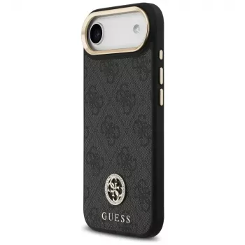GUESS 4G Strass Logo MagSafe pouzdro na iPhone Air s kovovými tlačítky a řemínkem na zápěstí - černé