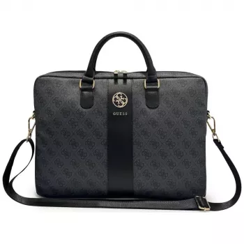 GUESS 4G Round & Classic Logos Stripe 16 inch taška na notebook černá