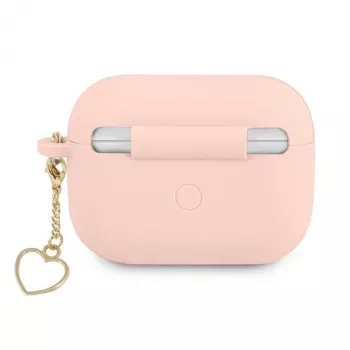GUESS pouzdro na AirPods Pro růžové silikonové Charm Heart Collection
