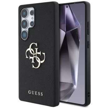 GUESS Grained Big 4G Logo Small Classic Logo pouzdro na Samsung Galaxy S25 Ultra - černé