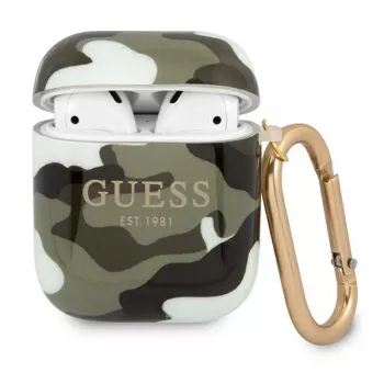 GUESS Camo Collection pouzdro na AirPods 1/2 zelené/khaki