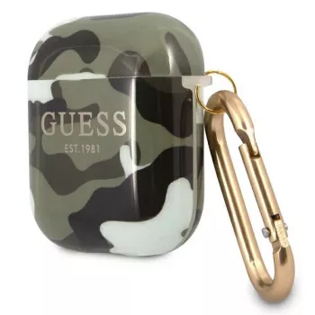 GUESS Camo Collection pouzdro na AirPods 1/2 zelené/khaki