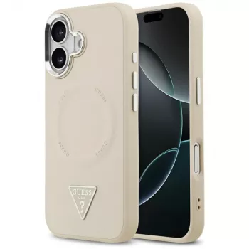 GUESS Triangle Logo MagSafe pouzdro na iPhone 17 – béžové