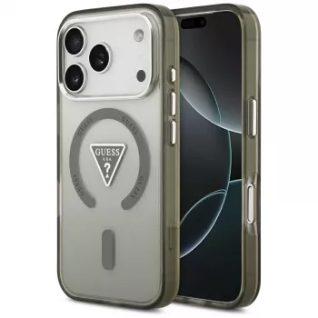 GUESS IML Gradient Triangle Logo MagSafe pouzdro na iPhone 17 Pro - khaki
