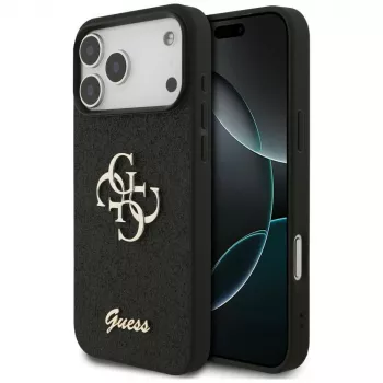 GUESS Fixed Glitter Big 4G pouzdro pro iPhone 18 Pro Max / 17 Pro Max - černé