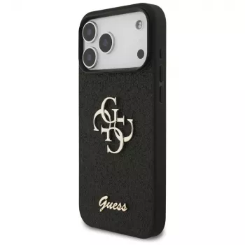 GUESS Fixed Glitter Big 4G pouzdro pro iPhone 18 Pro Max / 17 Pro Max - černé