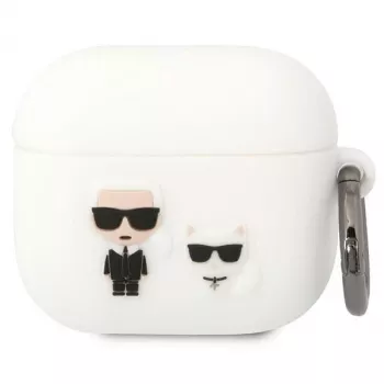 Pouzdro Karl Lagerfeld KLACA3SILKCW pro AirPods 3 bílé silikonové Karl & Choupette