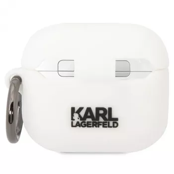 Pouzdro Karl Lagerfeld KLACA3SILKCW pro AirPods 3 bílé silikonové Karl & Choupette