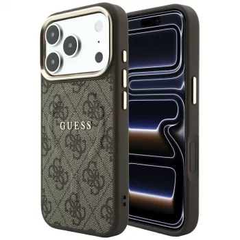 GUESS Embossed 4G Classic MagSafe pouzdro pro iPhone 17 Pro Max / 18 Pro Max - hnědé