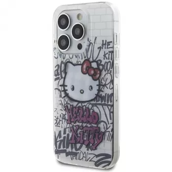 Hello Kitty HKHCP15XHDGPHT iPhone 15 Pro Max 6.7 White Hardcase IML Kitty On Bricks Graffiti