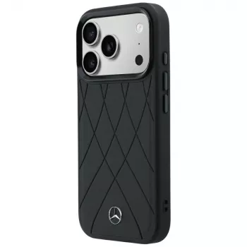 Mercedes-Benz kožené pouzdro Crossed Lines MagSafe pro iPhone 18 Pro / 17 Pro - černé