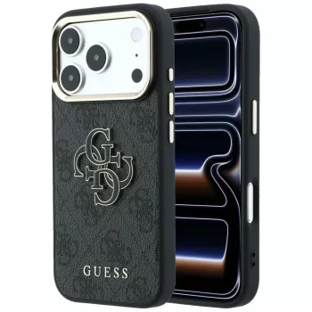 GUESS 4G & Big Resin Logo pouzdro pro iPhone 17 Pro Max / 18 Pro Max - černé