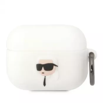 Pouzdro Karl Lagerfeld KLAPRUNIKH pro AirPods Pro bílé silikonové Karl Head 3D