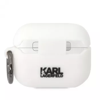 Pouzdro Karl Lagerfeld KLAPRUNIKH pro AirPods Pro bílé silikonové Karl Head 3D