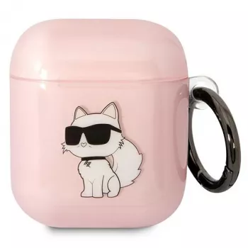 Karl Lagerfeld Ikonik Choupette kryt AirPods 1/2 růžový