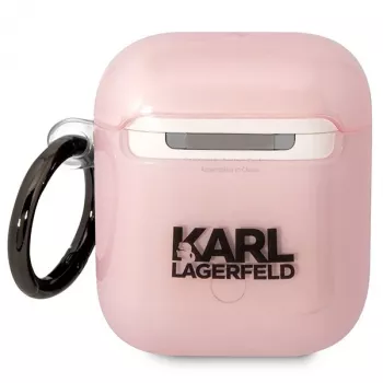 Karl Lagerfeld Ikonik Choupette kryt AirPods 1/2 růžový